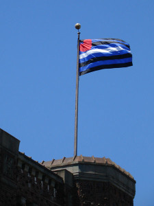 Leather Pride Flag atop the San Francisco Armory